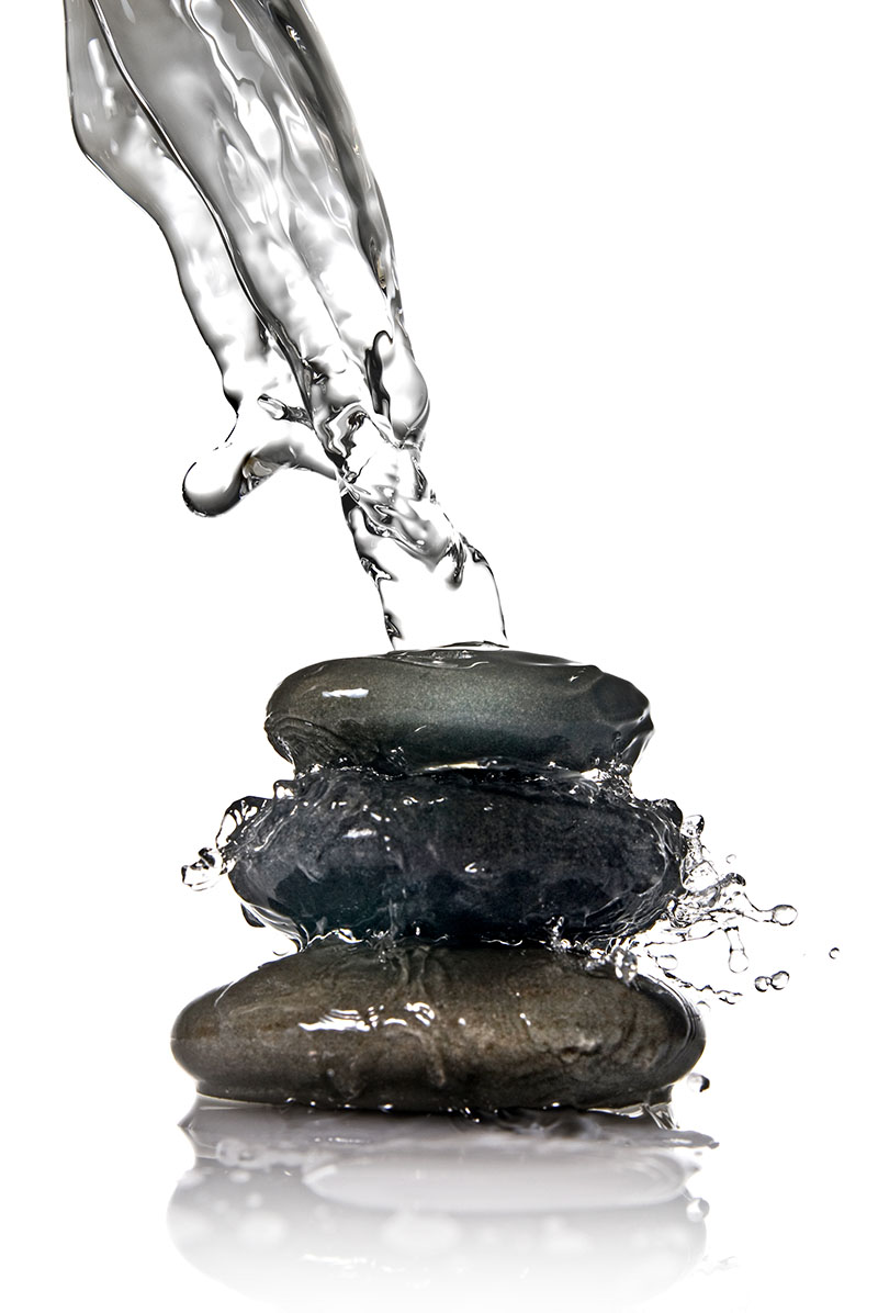 water on stones